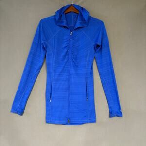 ATHLETA Women's Blue Full Zip Hoodie‎ XS Lightweight, Thumbholes, Sporty